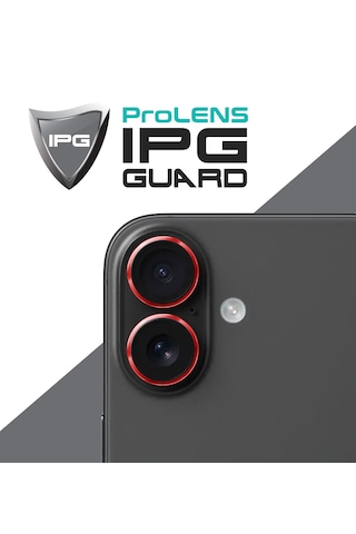 Apple Uyumlu iPhone 16 / 16 Plus İçin Ipg Kamera Lens Koruyucu - Kırmızı