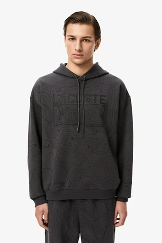 Lacoste Men's Oversize Fit Full Zip Hoodie Sweatshirt Erkek Ayarlanabilir Kapüşonlu Organik Pamuk Sweatshirt Siyah
