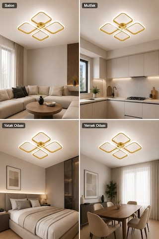 AvizeGO Nuvo Led Plafonyer Avize 3 Renk Kumandalı Eskitme