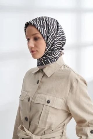 Armanda Lıne Desen Twıll İpek Eşarp -4304 Siyah