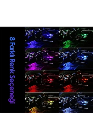 Araç İçi Kumandalı Ayak Altı Rgb Led Ambiyans Işığı 12 Led Uzun Arac-ic-kumandali