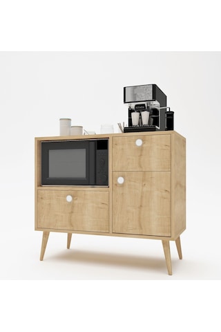 Floradesign Fresh Kahve Köşesi / Çok Amaçlı Dolap / Airfryer Dolabı / Mutfak Organizeri Meşe