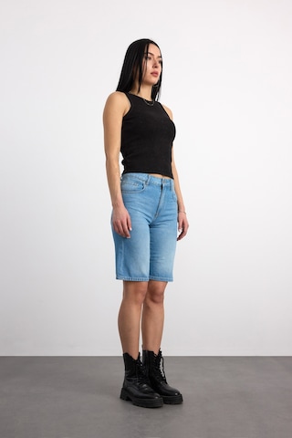 40392-73602 Kadın Wıde Leg Denim Bermuda 40392-73602 Buz Mavisi