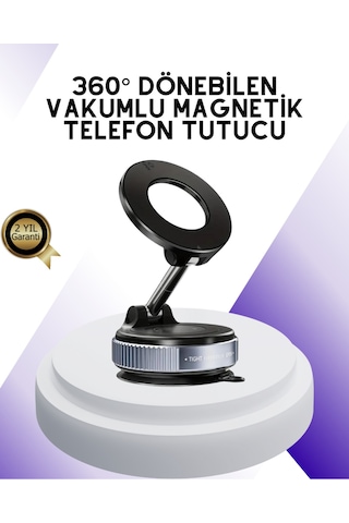 Manyetik Araç Telefon Tutucu 360 Derece Dönebilen Vakumlu Stand Altın