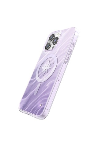 İphone 16 Pro Max Kılıf M-safeli Orjinal Swarovski Taşlı Zore Paris Rovix Sert Pc Kapak Açık Mor