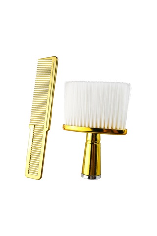 Berber Kesme Alet Takımı Süpürme Kırık Saç Boyun Fırçası Kesme Kesme Tarağı Altın Berber Fırça Ve Tarak Seti Erkekler İçin Kuaför