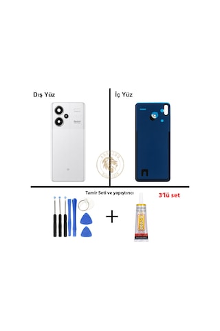 Xiaomi Redmi Note 13 Pro Plus 5g - Lensli Ay Işığı Beyazı Arka Pil Kapağı + Yapıştırıcı Ve Vida Seti Çok Renkli