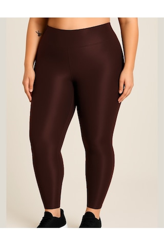 Alya Underwear Büyük Beden Tayt Dalgıç Kumaş Yüksek Bel Kahverengi