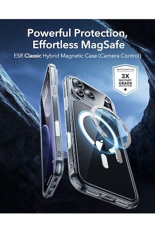 Esr Apple Uyumlu iPhone 17 Pro Kamera Kontrollü Manyetik Hibrit Kılıf Şeffaf
