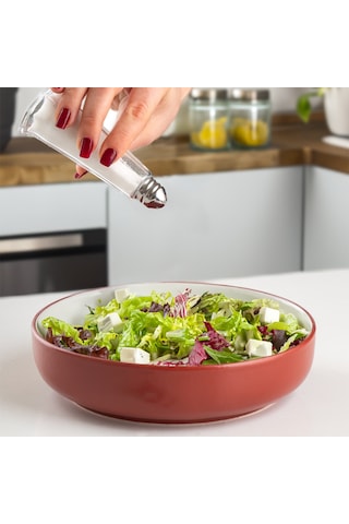 Porsima 15332 2'li Cam Gövdeli Metal Krom Kapaklı Tuzluk Biberlik