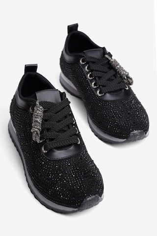 Mubiano Kadın Süet Sneaker Taşlı Bağcıklı Mely Siyah