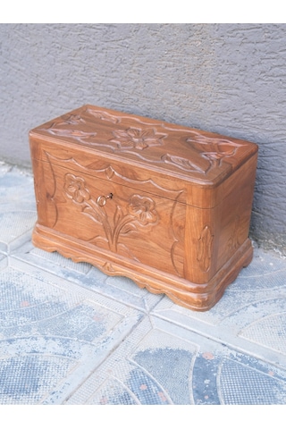 El Oyması Ahşap Sandık Dekoratif Ve Depolama Amaçlı