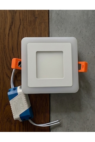 Kare Sıva Altı Led Spot Aydınlatma 6 Watt Çift Renk 3 Kademe Mavi Beyaz Gece Lambası Armatür Beyaz - Mavi