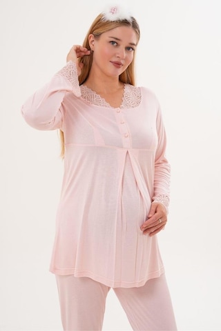 Mecit Pijama Mecit 5808 Kadın Hamile Lohusa Pijama Takımı Pudra
