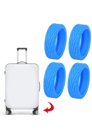 Homyl 4 Parça Bavul Tekerleği Için Sessiz Silikon Koruyucu Mavi