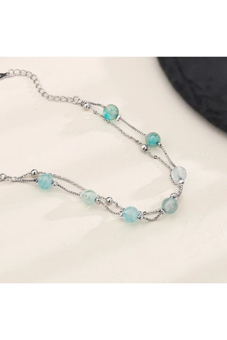 925 Ayar Gümüş Mavi Kristal Taşlarla Süslü Bileklik