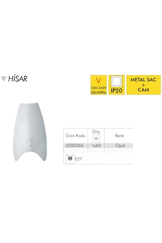 Metal Sac E27 Cam Duvar Apliği Beyaz - Cam