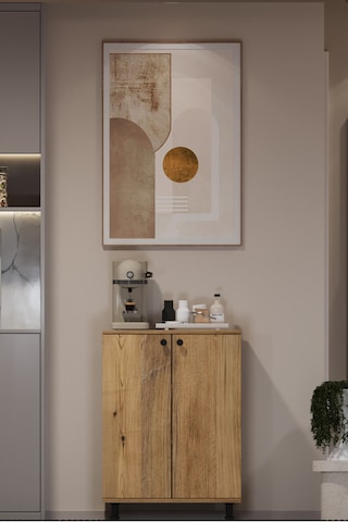 Miora Modern Çok Amaçlı Ayaklı Dolap 2 Kapaklı Raflı Mutfak Banyo Balkon Ayakkabılık Dolabı Atlantik Çam