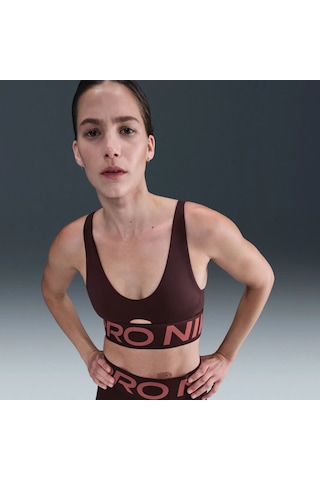 Nike Pro Indy Plunge Orta Destekli Pedli Kadın Sporcu Sütyeni Pembe