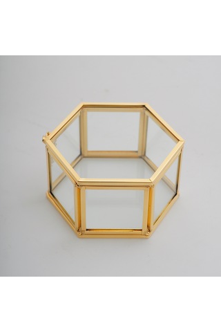 Yüzük Kutusu Cam Pirinç & Gold