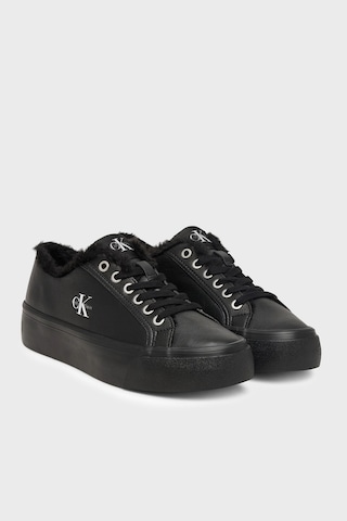 Calvin Klein Logolu İçi Kürklü Deri Sneaker Ayakkabı Hw0hw032350gj Kadın Ayakkabı Hw0hw03235 0gj Siyah