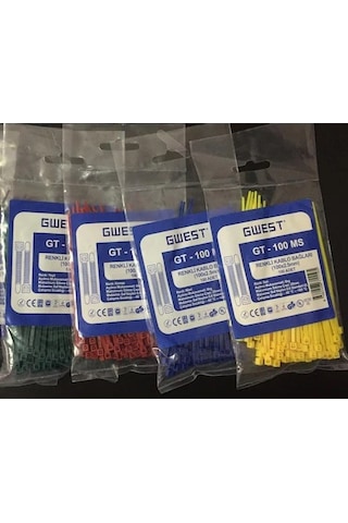 Gwest 2,5x100mm 10cm Renkli Plastik Cırt Kelepçe Kablo Bağı 4renk