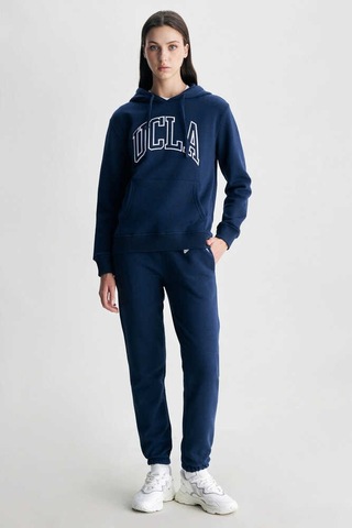 Ucla Rıley Lacivert Kapüşonlu Nakışlı Standard Fit Kadın Sweatshirt Lacivert