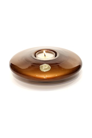 Kahverengi Golden Glow Cam Mumluk Ve Tealight Seti Dekoratif Sıvama Kutulu