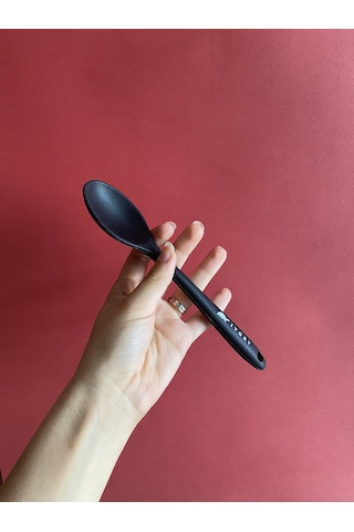 Sert Uçlu Isıya Dayanıklı Silikon Kısa Kaşık 20 Cm / 2 Adet Siyah