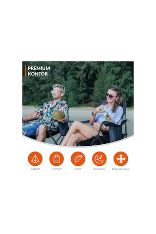 Kingcamp Lotus Xl Cool Ice Ultra Konforlu & Takviyeli Kamp Sandalyesi Black Siyah