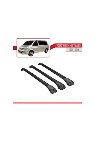 Volkswagen Multivan T5 2003-2015 Arası İle Uyumlu Ace-1 Ara Atkı Tavan Barı Siyah 3 Adet Bar