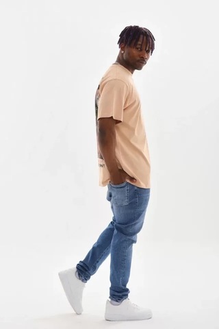 Veraura Lifestyle Unisex Baskılı Oversize T-shirt - Bej