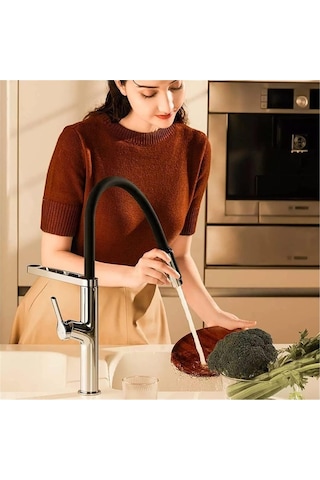 Boheme Esnek Borulu Siyah Pull-out Mutfak Bataryası Siyah