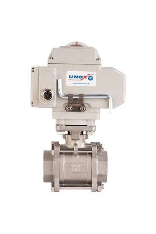 Unox Dn80 - 3" 24 V Dc Elektrikli Aktüatörlü Dişli Küresel Vana 3 Parçalı