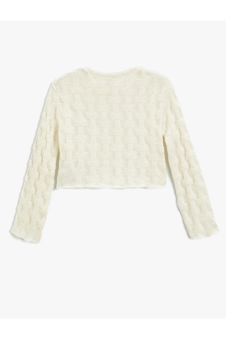 Koton Crop Sweatshirt Bisiklet Yaka Uzun Kollu Ekru 5wkg10103ak Ekru