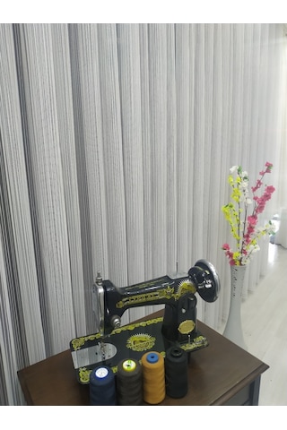 Tül Perde Çizgili Sade Ve Spor Dökümlü Pile Duruşuyla (307535162)