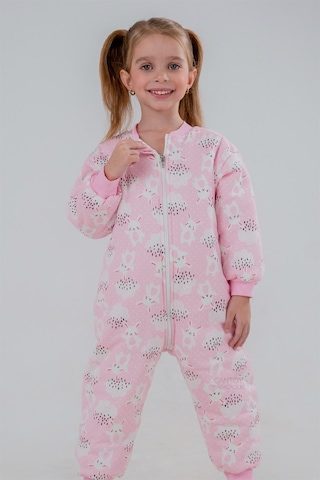 Kız Erkek Çocuk Kalın Elyaf Dolgulu 2.5 Tog Desenli Uyku Tulumu-pembe Pembe