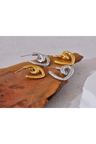 Platin Eetit Minimalist Paslanmaz Çelik Kalp Huggie Küpe Paslanmaz 18k Kaplama Moda Günlük Takı Bijoux Kadın Aksesuarları Çok Renkli