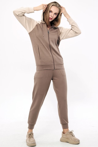 Trendhill Kadın Açık Kahve Modal Scuba Eşofman Takım Edy5542ak Açık Kahverengi