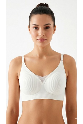 Suısy Soft Touch Fitilli Tül Detaylı Bralet Sütyen Beyaz