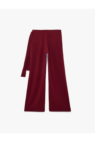 Koton Bağlama Detaylı Geniş Paça Pantolon Bordo 7wal40071ık