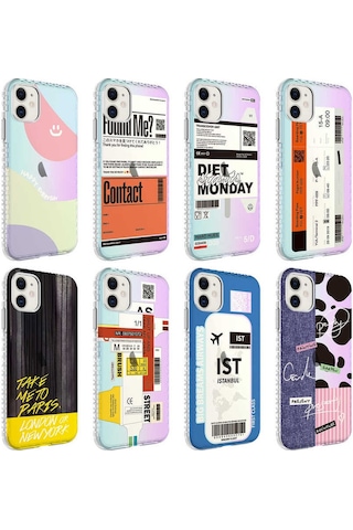 Apple Uyumlu iPhone 12 Airbag Kenarlı Renkli Desenli Silikon Zore Elegans Kapak
