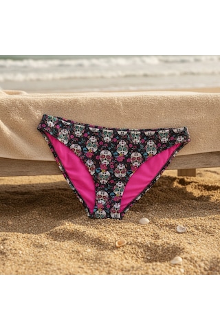 Bonbon Kadın Plaj Giyim Siyah Renk Desenli Bikini Alt Bb2564 Çok Renkli