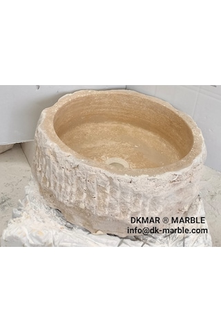 DkMar Traverten Kütük Lavabo