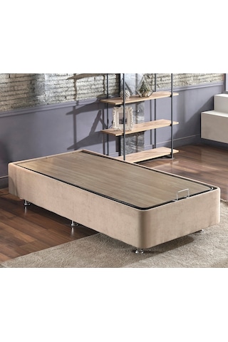 Nironyatak Niron Ela Baza - 90X190 Cm Tek Kişilik Sandıklı Sütlü Kahve Kumaş