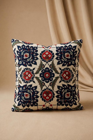 Premium Goblen Nakış Kırlent Kılıf 40 Cm X 40 Cm - 1 Adet Acı Kahverengi