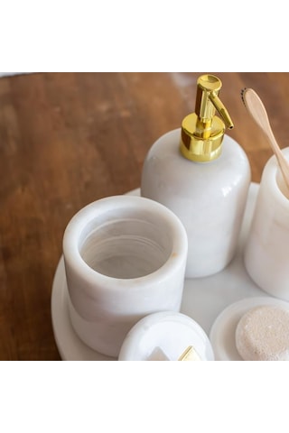 Akayev Mermer Beyaz 5 Parça Ela Banyo Seti