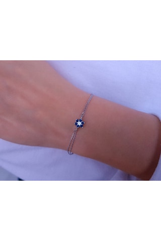 Safir Ve Pırlanta Taşlı Papatya Bileklik 0801b0021 Beyaz