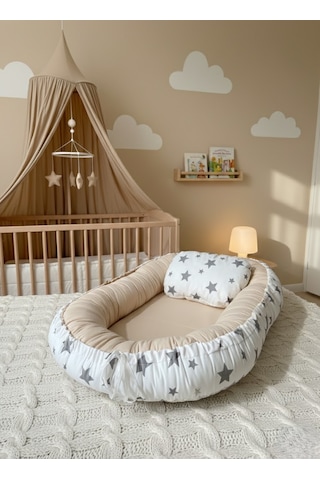 Babynest Yer Yatağı Yıldızlı Bej Bebeciden