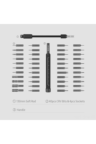 Aubyhe Jm-8180 47 Parça Çok Fonksiyonlu Hassas Tornavida Seti, Cep Telefonu Tamiri Ve Demontaj Araçları, Krom Vanadyum Çelik, Plastik Kutu Siyah